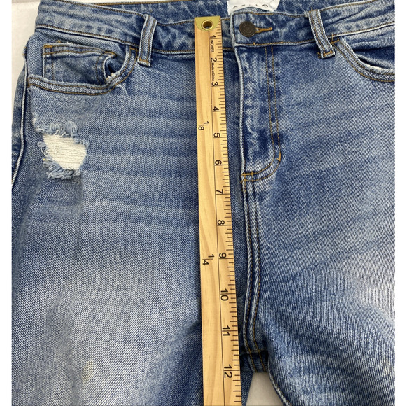 Cello Jeans Juniors Size 11 Destroyed Raw Hem Medium Wash Denim Straight Hi Rise - Picture 8 of 14